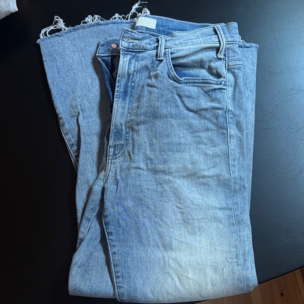 MOTHER the Hustler ankle fray jeans, wash: knock on wood, size 30